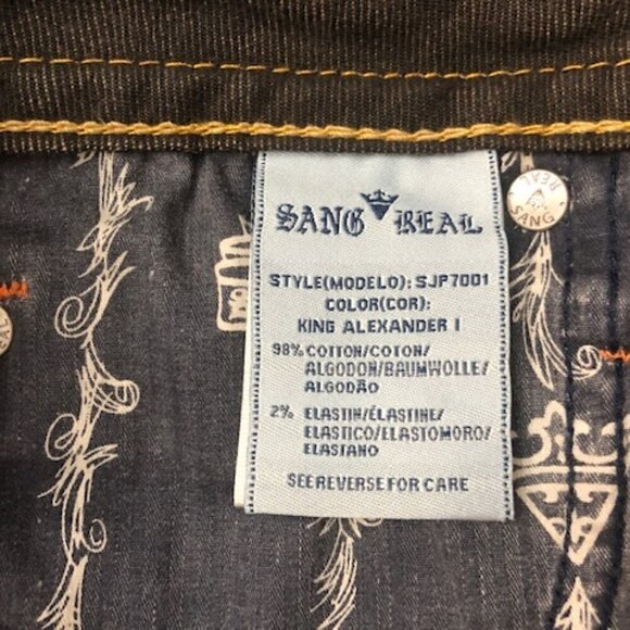 Sang Real Jeans SJP7001 King Alexander I Gray Black Bootcut - Picture 12 of 12